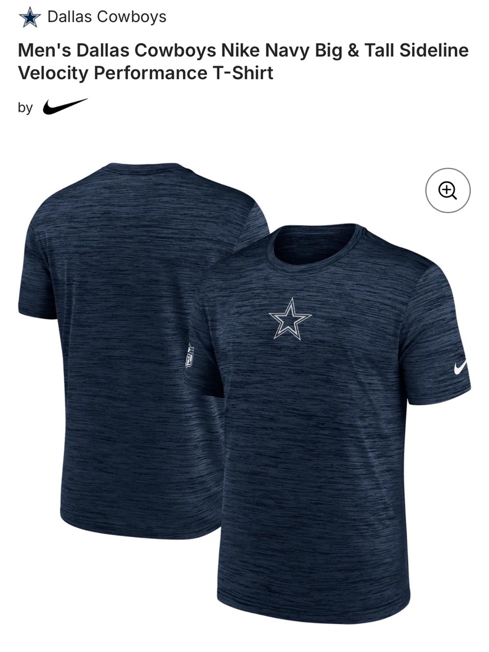 Nike Men's Dallas Cowboys Dri-FIT Navy Heather Velocity Performance Tee